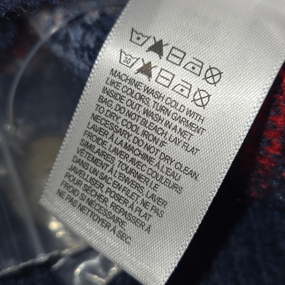 Lucky Brand Fair Isle Heart Cardigan Sweater Navy Red Blue 5BI005 Womens M NEW - Picture 11 of 13